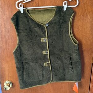 Green Fleece Button-Up Vest